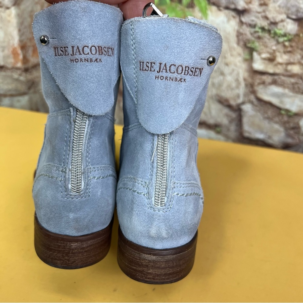 ILSE JACOBSEN Cloudy Blue Suede Leather Back Zip Ankle Boots, 37 - Picture 9 of 16
